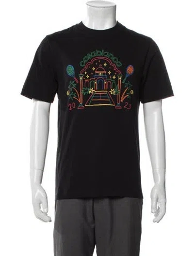 Pre-owned Casablanca Rainbow Crayon Temple Graphic Print T-shirt In Black