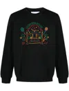 Casablanca Rainbow Crayon Temple Organic-cotton Sweatshirt In Black