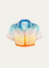 Casablanca Gradient Monogram Silk Cropped Top In Diamond Monogra