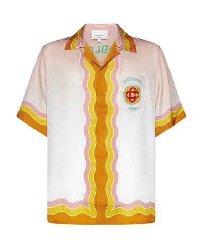 Casablanca Rainbow Monogram Silk Shirt In Multicolor