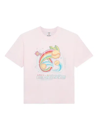 Casablanca Rainbow Tennis-ball Print T-shirt In Pink