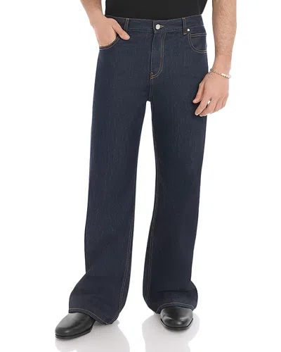 Casablanca Raw Denim Baggy Jeans In Denim Indigo In Blue