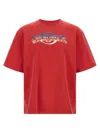 Casablanca Oversized Red Cotton T-shirt With Graphic Front Print In Red