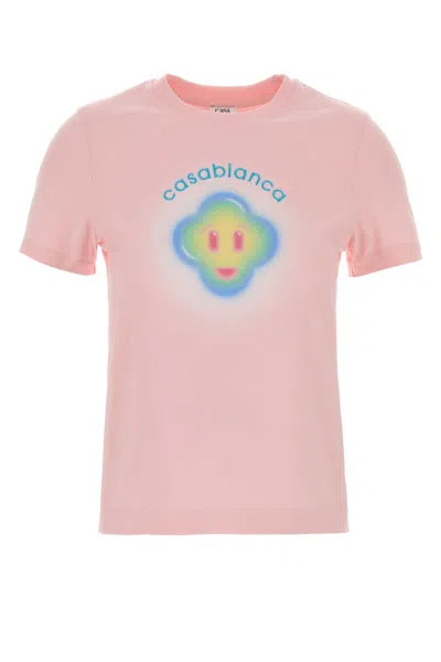 Casablanca Women Airbrush Smiley Fitted Short-sleeve T-shirt In Pink