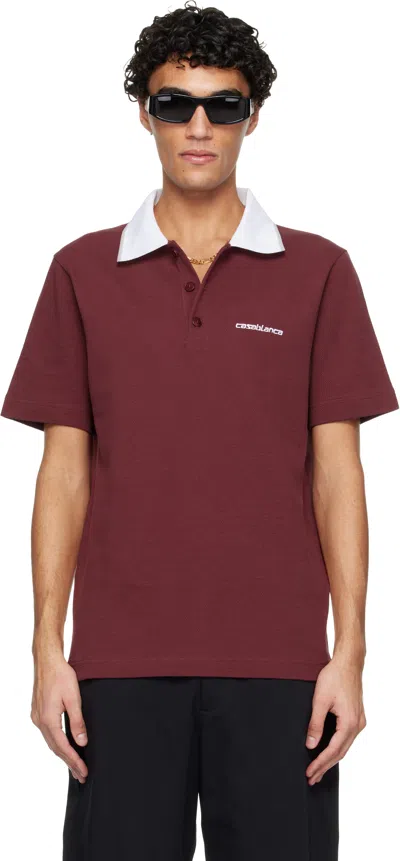 Casablanca Red Embossed Laurel Polo In Burgundy