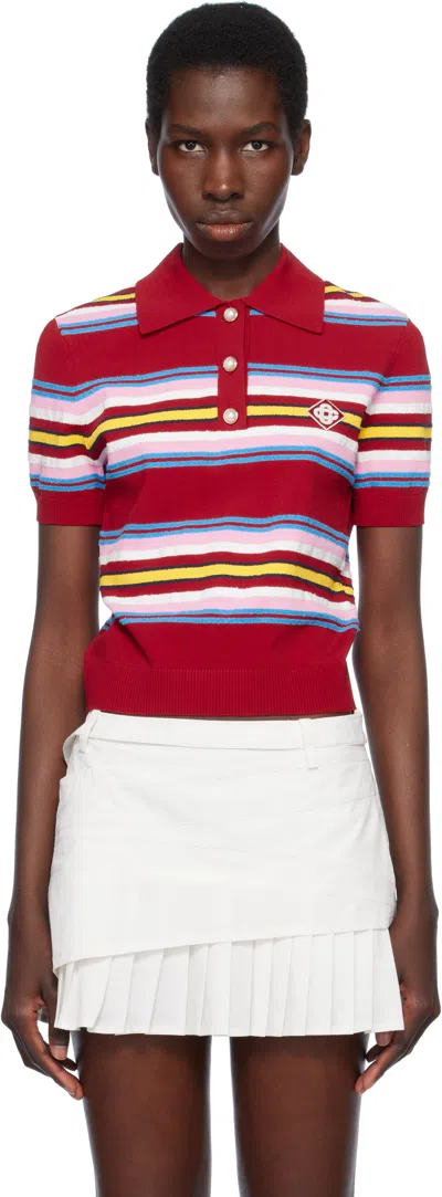 CASABLANCA RED STRIPE POLO