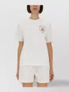 Casablanca Crew Neck Cotton T-shirt With Graphic Print In White