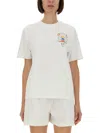 Casablanca Crew Neck Cotton T-shirt With Graphic Print In White