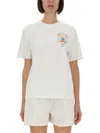 Casablanca Crew Neck Cotton T-shirt With Graphic Print In White