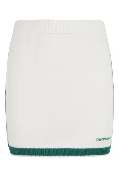 Casablanca Off-white & Green Knit Tennis Miniskirt