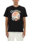 Casablanca Black Crewneck T-shirt With Logo On The Front In Cotton Man In Black