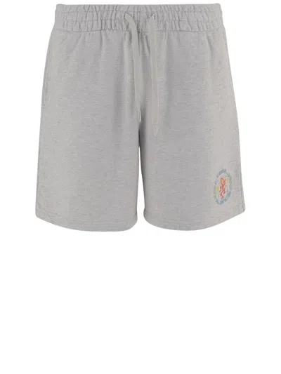 Casablanca Relaxed Fit Cotton Shorts With Adjustable Waistband In Neutral
