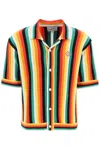 CASABLANCA RELAXED FIT MULTICOLOR STRIPED BOWLING SHIRT FOR MEN