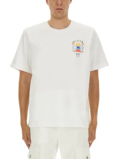 Casablanca Relaxed Fit T-shirt With Vibrant Graphic Prints In White