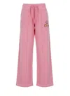 Casablanca Relaxed Wide-leg Cotton Pants With Embroidered Patches In Pink