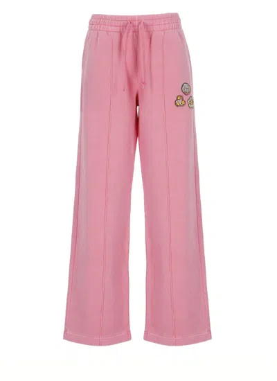 CASABLANCA RELAXED WIDE-LEG COTTON PANTS WITH EMBROIDERED PATCHES