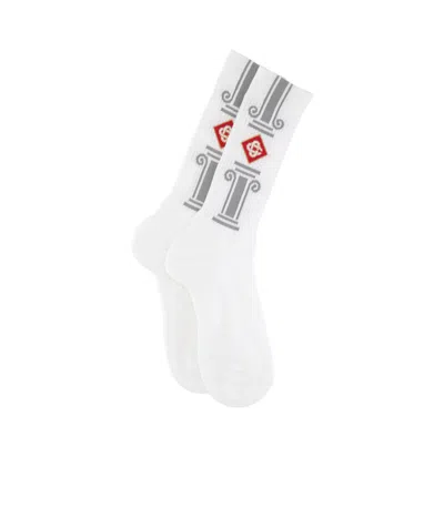 Casablanca White Gray Column Socks In Grey Column