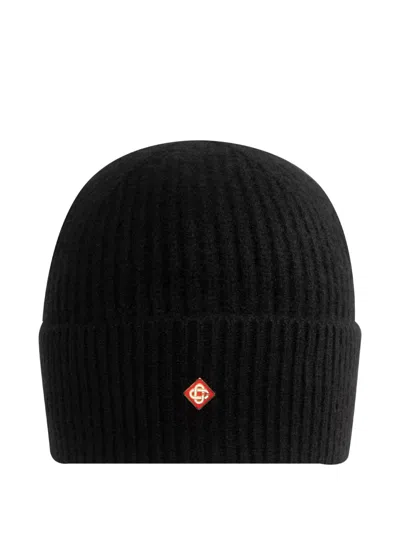 Casablanca Ribbed Beanie Hat In Black