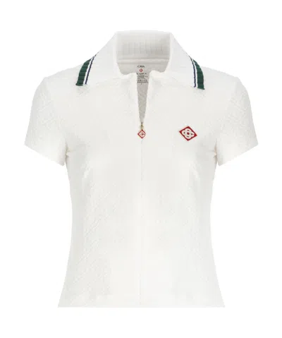 CASABLANCA CASABLANCA RIBBED-COLLAR LOGO PATCH SHIRT