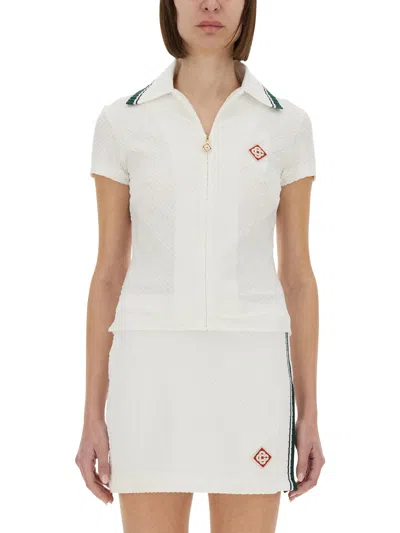 Casablanca Ribbed Collar Shirt In White