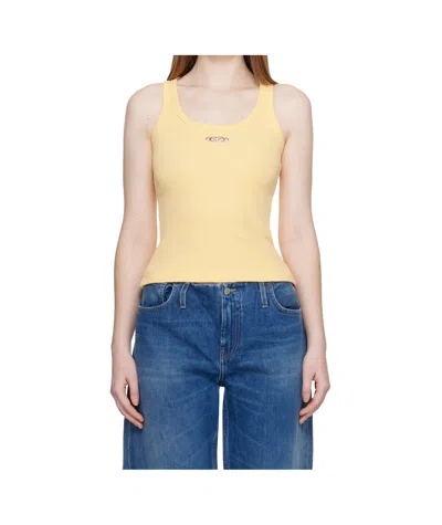 Casablanca Yellow Corrosion Ribbed Tank Top