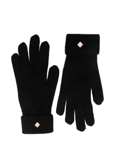 Casablanca Ribbed-cuff Logo Gloves In Black