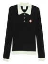 Casablanca Men Black Polo Shirt With Classic Collar And Logo Patch On The Front In Cotton Blend Man In Black