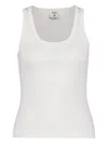 Casablanca Ribbed Logo-plaque Tank Top In White