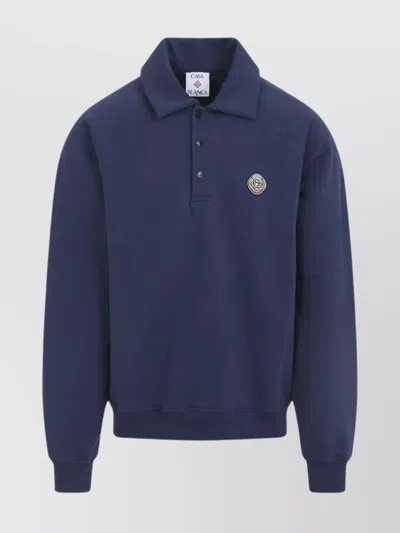 CASABLANCA RIBBED NECKLINE SWEATSHIRT WITH CUFFS AND HEM