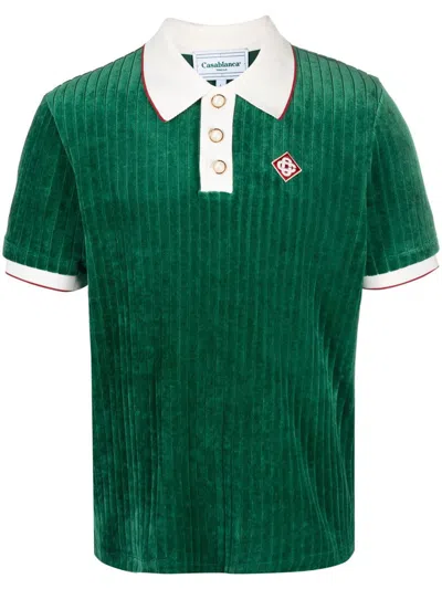 Casablanca Ribbed Polo Shirt In Green