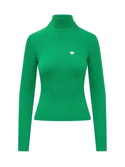 Casablanca Ribbed High-neck Jumper In Green
