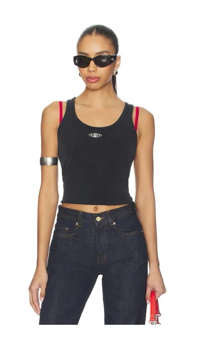 Casablanca Ribbed Tank Top In Black
