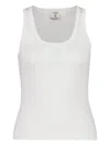 Casablanca Women Ribbed Tank Top With Logo Plaque In White