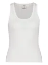 Casablanca Women Ribbed Tank Top With Logo Plaque In White