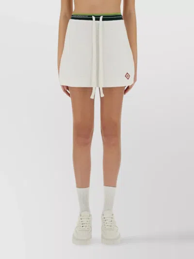 CASABLANCA RIBBED TENNIS SKIRT DRAWSTRING DETAIL