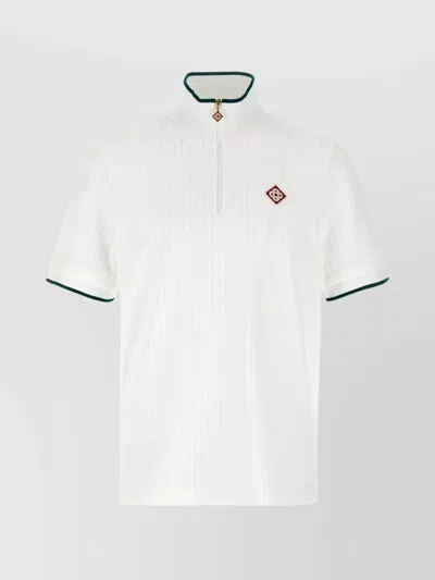 Casablanca Ribbed Velvet T-shirt Contrast Trim In White