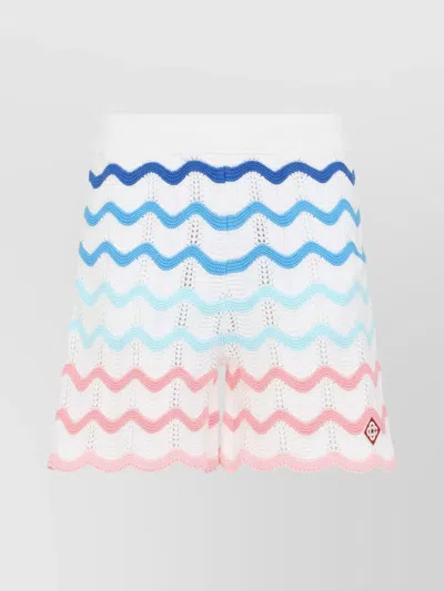 CASABLANCA RIBBED WAISTBAND COTTON WAVE SHORTS