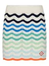 Casablanca Womens Wavy Crochet Cotton-knit Mini Skirt Wave In White