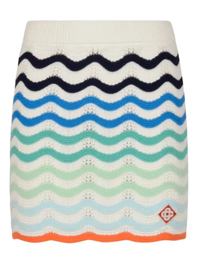 CASABLANCA RIBBED WAVE-PATTERNED MINI SKIRT