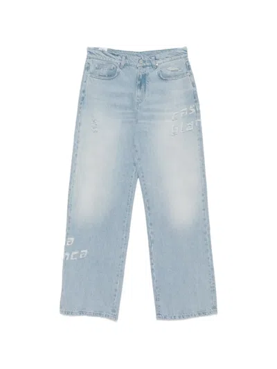 Casablanca Ripped-letter Jeans In Blue