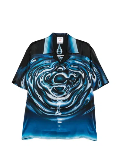 Casablanca Ripple Cuban Collar Shirt In Blue