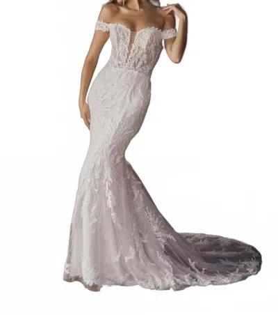 Casablanca Rochelle Wedding Gown In Ivory/ Sorbet In Multi