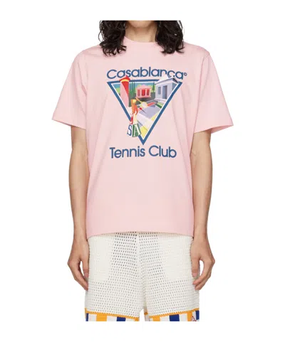 Casablanca Round Collar Printed T-shirt In Nude