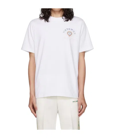 Casablanca Round Collar Printed T-shirt In White