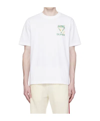 Casablanca Round Collar Printed T-shirt In White