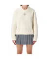 Casablanca Cashmere Blend Fleece Crewneck Top In Neutral