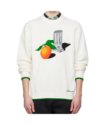 Casablanca Round Neck Long Sleeve Knitted Sweater In White
