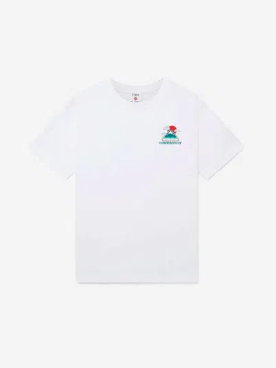 Casablanca Montagne Ondulée Logo-print Cotton-jersey T-shirt In White