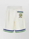 Casablanca Satin Bermuda Shorts Featuring Graphic Print In White
