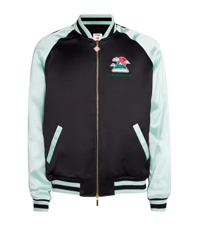 CASABLANCA SATIN EMBROIDERED BOMBER JACKET